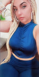 La Blue Ruched Crop Top